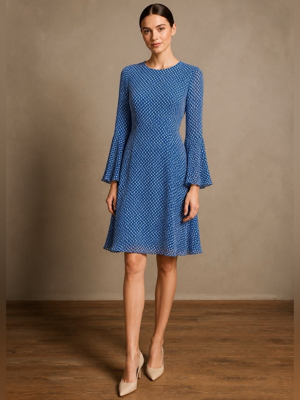 L.K. Bennett Abbie Dotted Silk Fit & Flare Dress Size 0